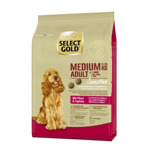 Select Gold Sensitive medium száraz kutyaeledel adult ló&tápióka 1kg