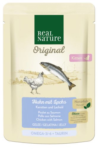 Real Nature Original macska tasak kitten csirke&lazac 12x85g