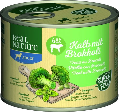 REAL NATURE Classic kutya konzerv adult borjú&brokkoli 6x200g