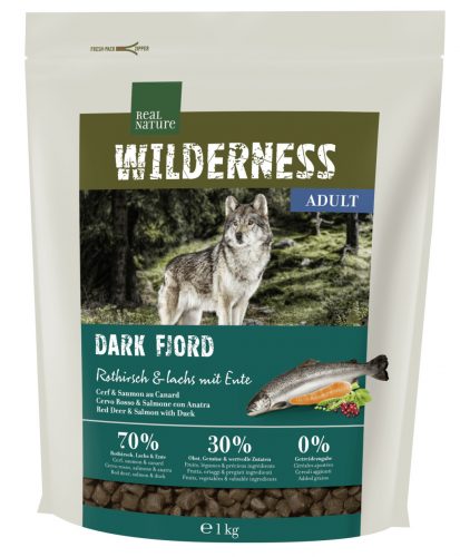 Real Nature Wilderness száraz kutyaeledel adult Dark Fjord gímszarvas&lazac 1kg