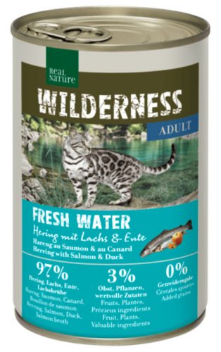 Real Nature Wilderness macska konzerv adult Fresh Water hering&lazac 6x400g