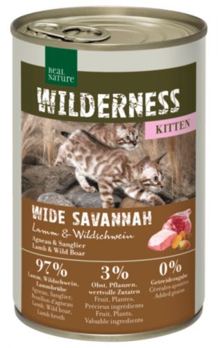 Real Nature Wilderness macska konzerv kitten Wide Savannah bárány&vaddisznó 6x400g