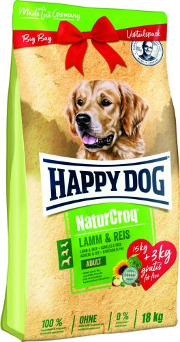 Happy Dog Natur Croq kutya száraz kutyaeledel bárány&rizs 15+3kg