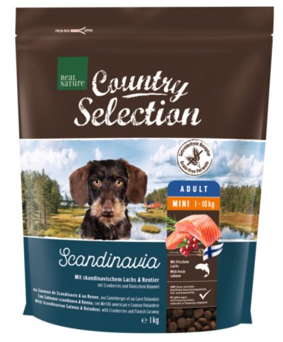 REAL NATURE Country Scandinavia kutya szárazeledel mini adult lazac&rénszarva 1kg