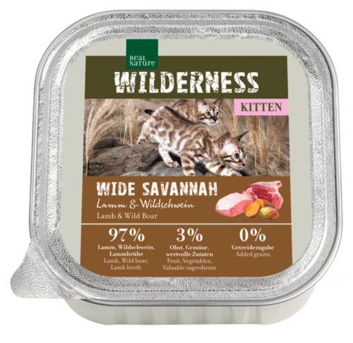 Real Nature Wilderness macska tálka kitten Wide Savannah bárány&vaddisznó 16x100g