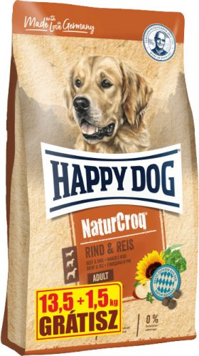 Happy Dog Natur Croq száraz kutyaeledel adult marha&rizs 13,5+1,5kg