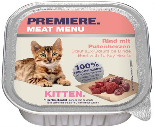 Premiere Meat Menu macska tálka kitten marha&pulyka 16x100g