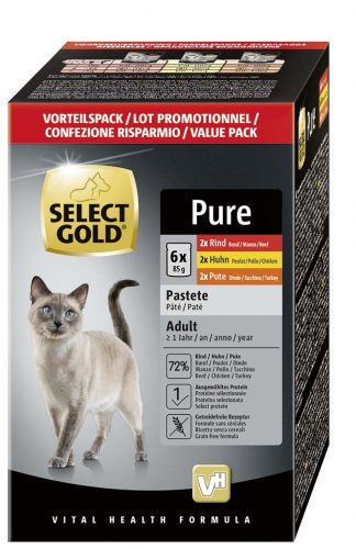 Select Gold Pure macska tasak MP adult marha&pulyka 6x85g