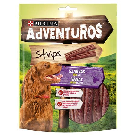 Adventuros Strips kutya jutalomfalat szarvas 90g