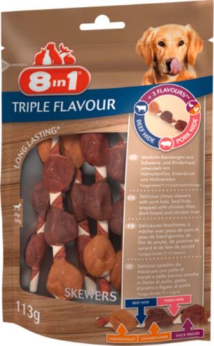 8in1 Triple Flavour Skewers kutya rágórúd 113g