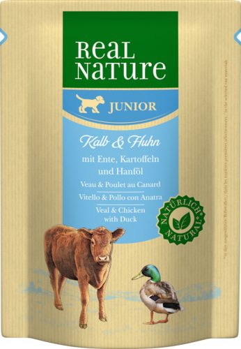 REAL NATURE Classic kutya tasak junior borjú&csirke 6x300g