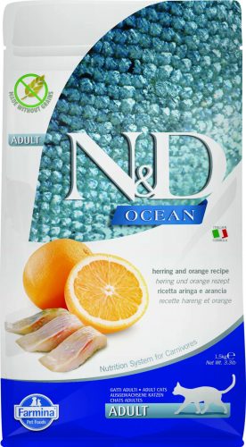 N&D Ocean Adult száraz macskaeledel hering&narancs 1,5kg