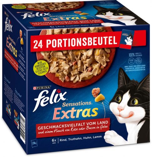 Felix Sensations Extras macska tasak MP hús zselés 24x85g