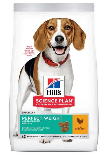 Hill's Science Plan Perfect Weight M száraz kutyaeledel adult csirke 12kg