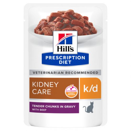 HILLS Prescription Diet macska tasak vesekímélő k/d marha 12x85g