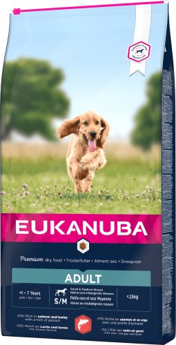 Eukanuba Small&Medium Breeds száraz kutyaeledel adult lazac 12kg