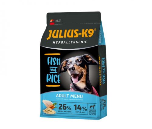 Julius K9 hipoallergén száraz kutyaeledel adult hal&rizs 3kg