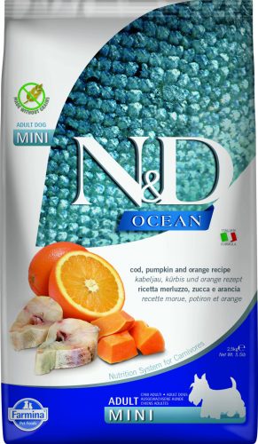 N&D Ocean Grain Free Adult mini száraz kutyaeledel tőkehal 2,5kg