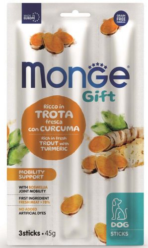 MONGE Gift Stick mobility kutya jutalomfalat pisztráng&kurkuma 45g