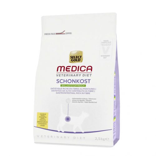 Select Gold Medica száraz macskaeledel emésztőrendszeri problémákra élelmi rostban gazdag 2,5kg