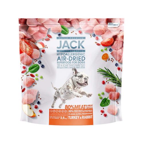 JACK Air-Dried hipoallergén száraz kutyaeledel pulyka&nyúl 2,5kg