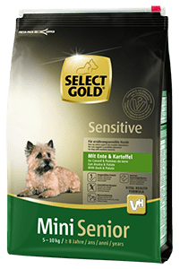 SELECT GOLD Sensitive kutya szárazeledel mini senior kacsa 4kg