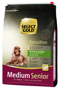 SELECT GOLD Sensitive kutya szárazeledel medium senior kacs 4kg