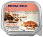 Premiere Finest Jelly macska tálka adult lazac 16x100g