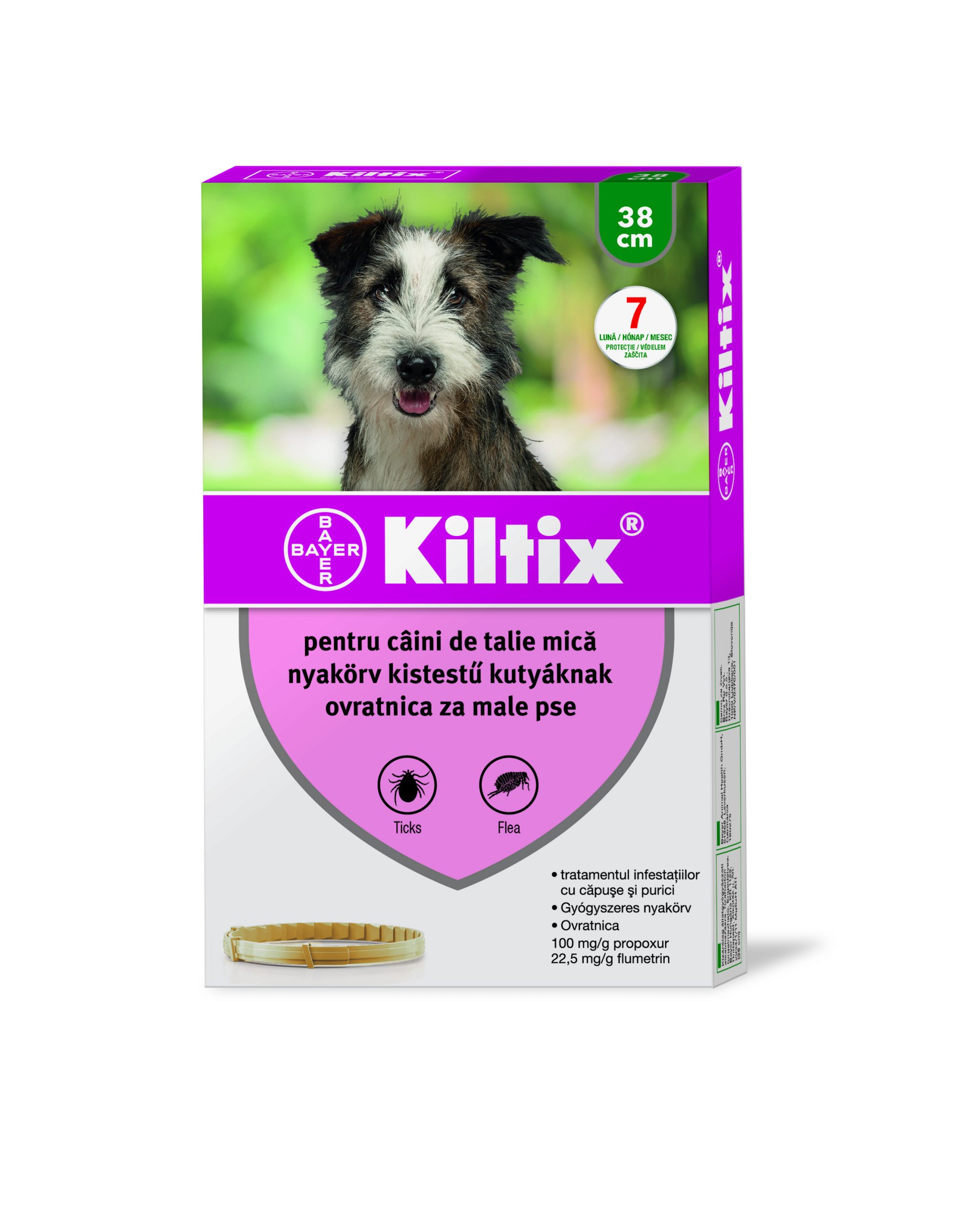 Coleira de pulgas e carrapatos Kiltix para cães S