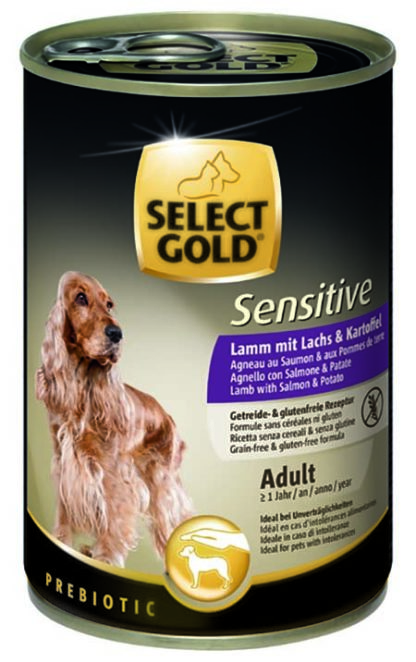 SELECT GOLD Sensitive kutya konzerv adult bárány&lazac 6x400g