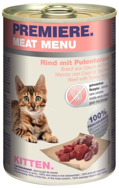 Premiere Meat Menu macska konzerv kitten marha&pulykaszív 6x400g