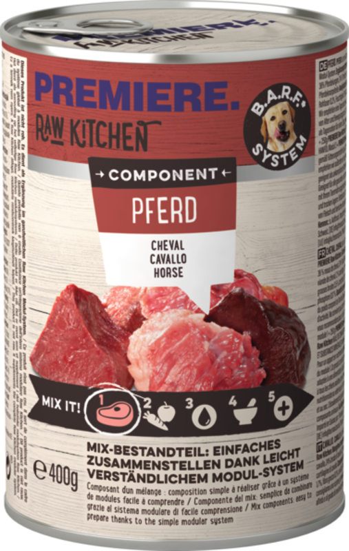 Premiere Raw Kitchen dog food canned horse meat 6x400g