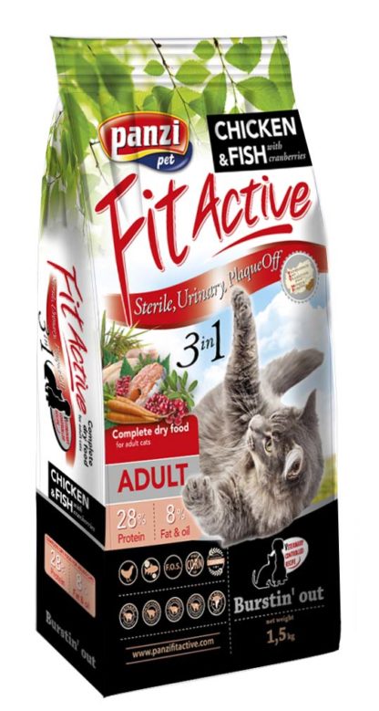 FitActive macska szárazeledel adult 3in1 csirke&hal 1,5kg