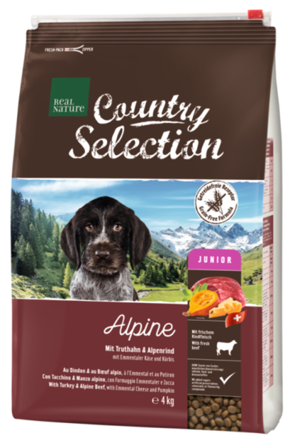 REAL NATURE Country Alpine kutya szárazeledel junior pulyka&marha 4kg