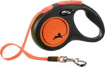 Flexi New Neon kutyapóráz csévélő szalagos fekete/narancssárga S 5m