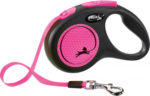 Flexi New Neon kutyapóráz csévélő szalagos fekete/pink M 5m