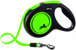 Flexi New Neon kutyapóráz csévélő szalagos fekete/zöld M 5m