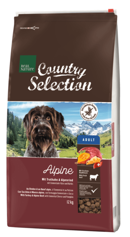 REAL NATURE Country Alpine kutya szárazeledel adult pulyka&marha 12kg