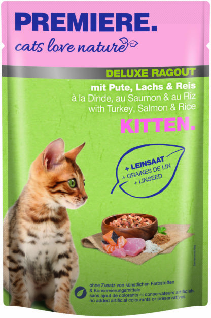 Premiere Cats Love Nature Deluxe Ragout macska tasak kitten pulyka&lazac 100g
