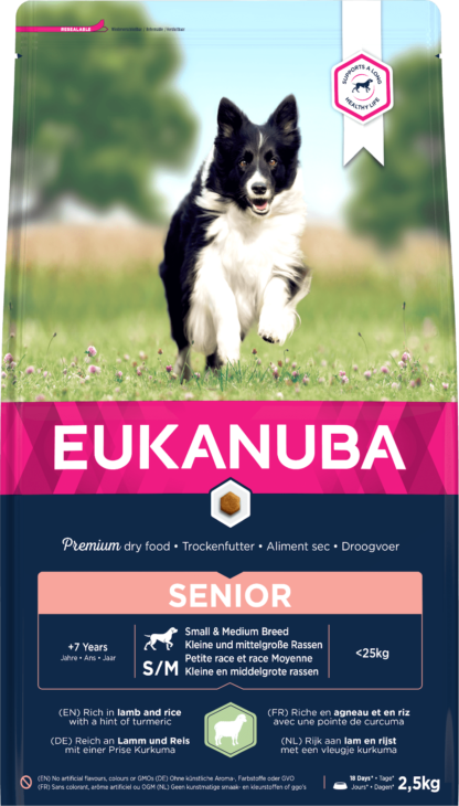 Eukanuba Small&Medium Breeds száraz kutyaeledel senior bárány&rizs 2,5kg
