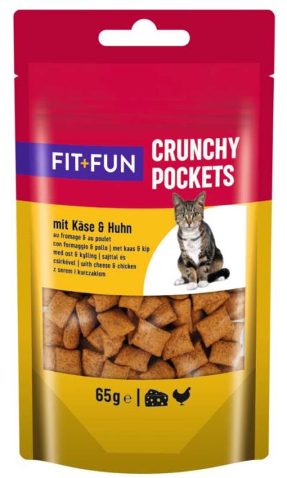 Fit+Fun Crunchy Pockets macska jutalomfalat sajt&csirke 65g