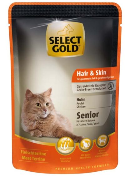 Select Gold Hair&Skin macska tasak senior csirke 85g