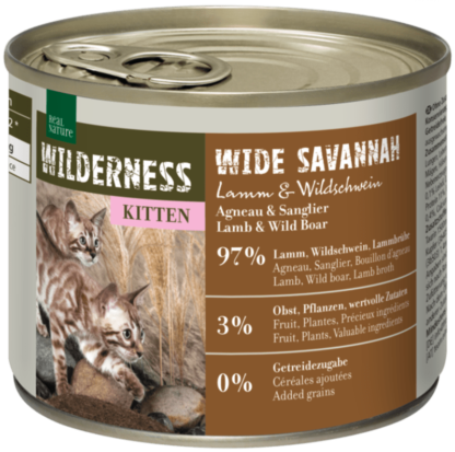 Real Nature Wilderness macska konzerv kitten Wide Savannah bárány&vaddisznó 6x200g