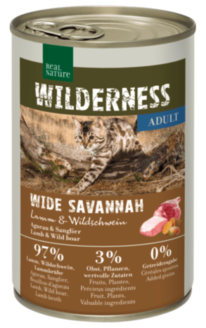 Real Nature Wilderness macska konzerv adult Wide Savannah bárány&vaddisznó 6x400g