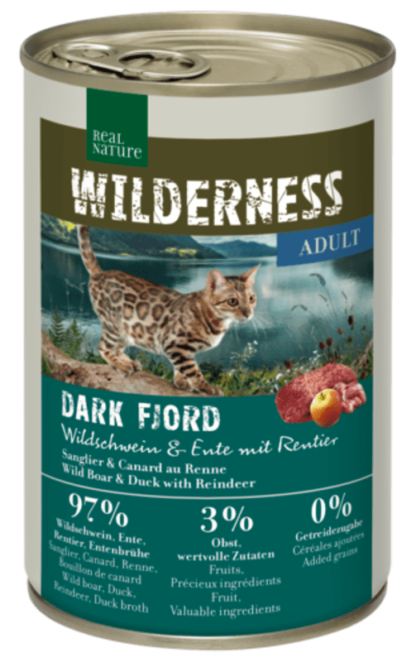 Real Nature Wilderness macska konzerv adult Dark Fjord vaddisznó&kacsa&rénszarvas 6x400g