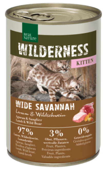 Real Nature Wilderness macska konzerv kitten Wide Savannah bárány&vaddisznó 6x400g