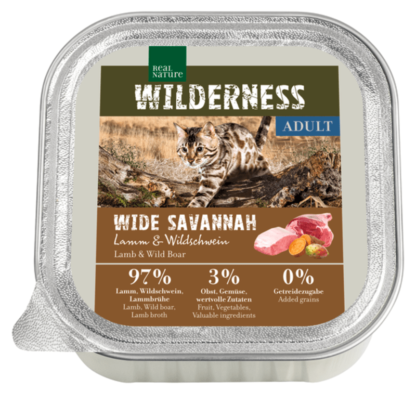 Real Nature Wilderness macska tálka adult Wide Savannah bárány&vaddisznó 16x100g