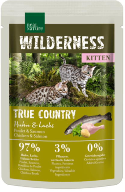 Real Nature Wilderness macska tasak kitten True Country csirke&lazac 85g