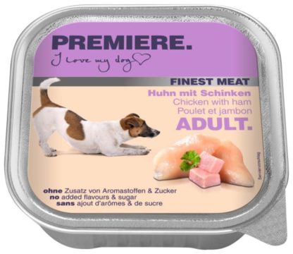 Premiere Finest Meat kutya tálka adult csirke&sonka 10x150g