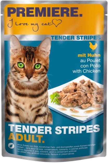 Premiere Tender Stripes macska tasak adult csirke 28x85g
